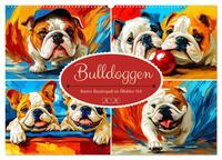 Vorderes Coverbild Bulldoggen. Bunter Hundespaß im Ölbilder-Stil (Wandkalender 2026 DIN A2 quer), CALVENDO Monatskalender