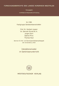 Vorderes Coverbild Interaktionsmuster im Gehörlosenunterricht
