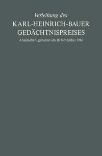 Vorderes Coverbild Verleihung des Karl-Heinrich-Bauer Gedächtnispreises