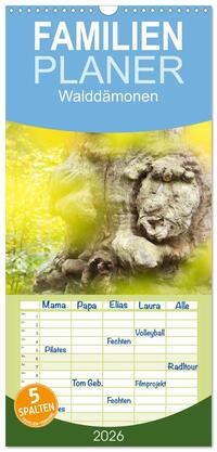 Vorderes Coverbild Familienplaner 2026 - Walddämonen mit 5 Spalten (Wandkalender, 21 x 45 cm) CALVENDO
