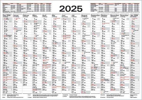 Beispielinhalt (Bild) Tafelkalender A4 2025