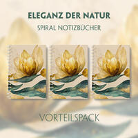 Vorderes Coverbild Eleganz der Natur - 3er Vorteilspack - Premium Spiral-Notizbuch A5 Soft-Touch, verzaubert durch goldenen Blütencharme