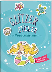 Vorderes Coverbild Glitzer-Sticker Malbuch. Meerjungfrauen