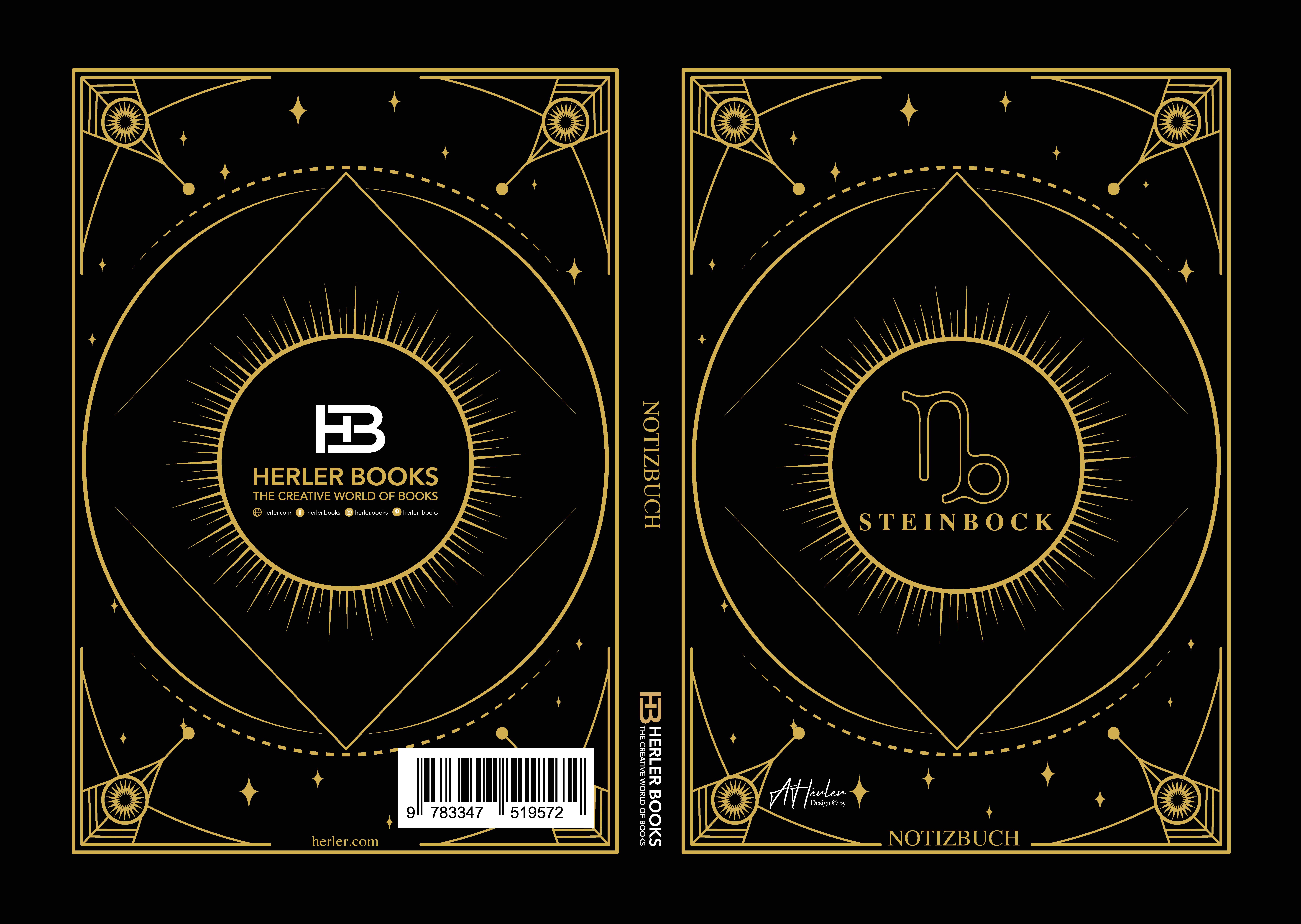 Gesamtes Coverbild Edles Notizbuch Sternzeichen Steinbock | Designed by Alfred Herler