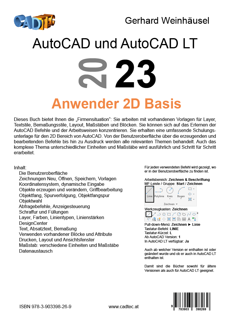 Rückseitencover AutoCAD 2023 Anwender 2D Basis