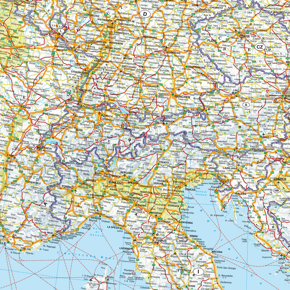Beispielinhalt (Bild) Europa, Wandkarte 1:3.500.000, Markiertafel, freytag & berndt