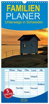 Vorderes Coverbild Familienplaner 2026 - Unterwegs in Schweden mit 5 Spalten (Wandkalender, 21 x 45 cm) CALVENDO