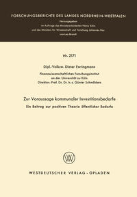 Vorderes Coverbild Zur Voraussage kommunaler Investitionsbedarfe