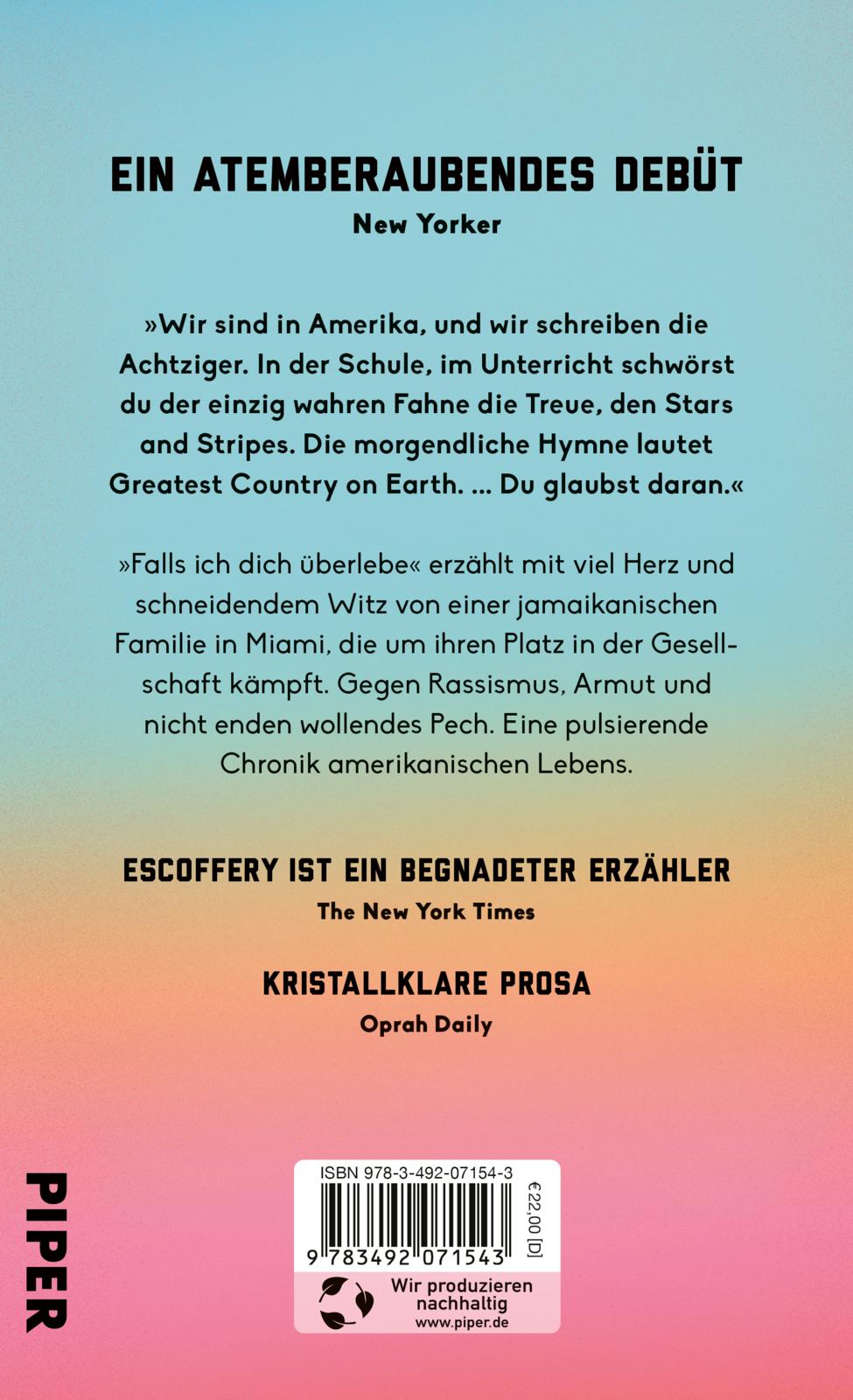 Rückseitencover Falls ich dich überlebe