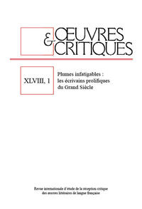 Vorderes Coverbild Oeuvres & Critiques XLVIII ,1