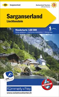 Vorderes Coverbild Kümmerly+Frey Wanderkarte 30 Sarganserland 1:60.000