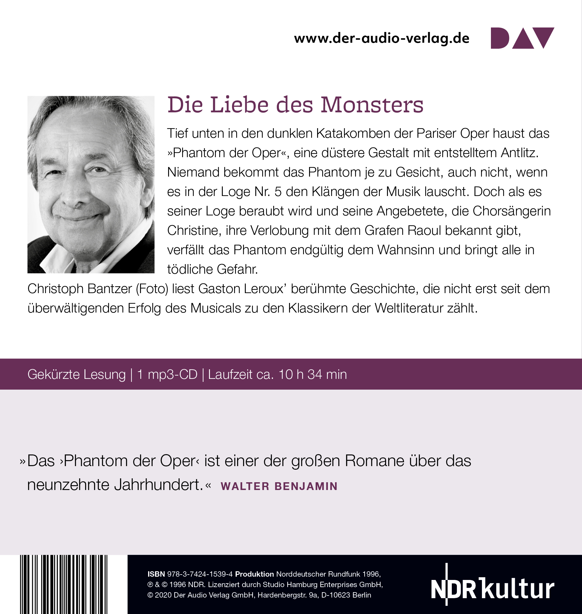 Rückseitencover Das Phantom der Oper