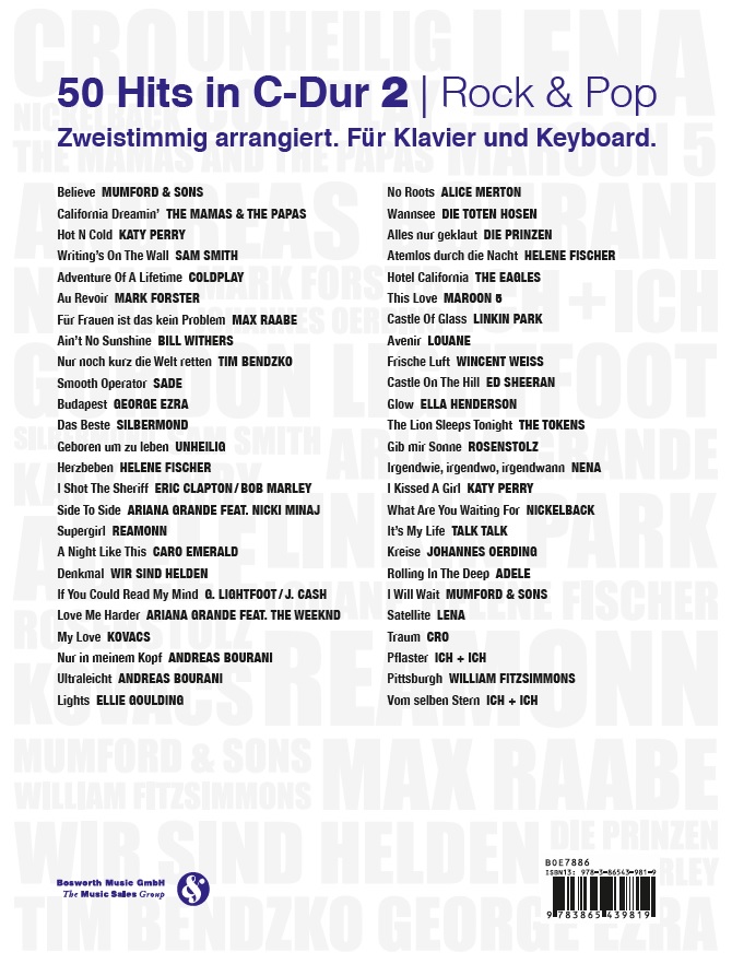 Rückseitencover 50 Hits in C-Dur: Rock & Pop Band 2
