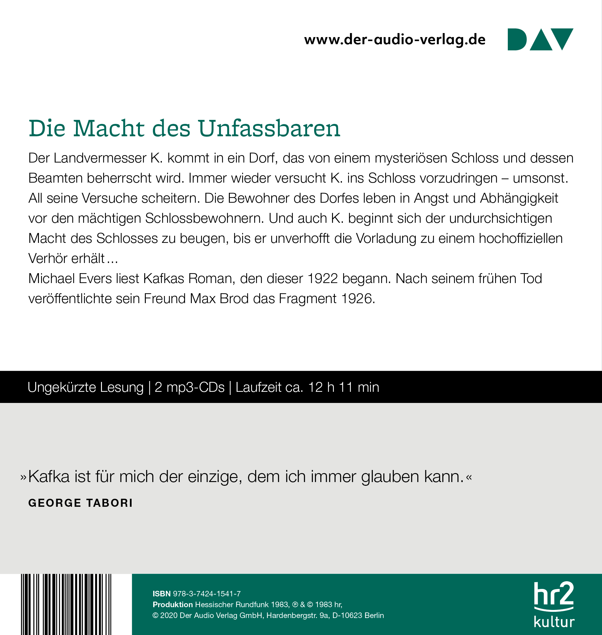 Rückseitencover Das Schloss