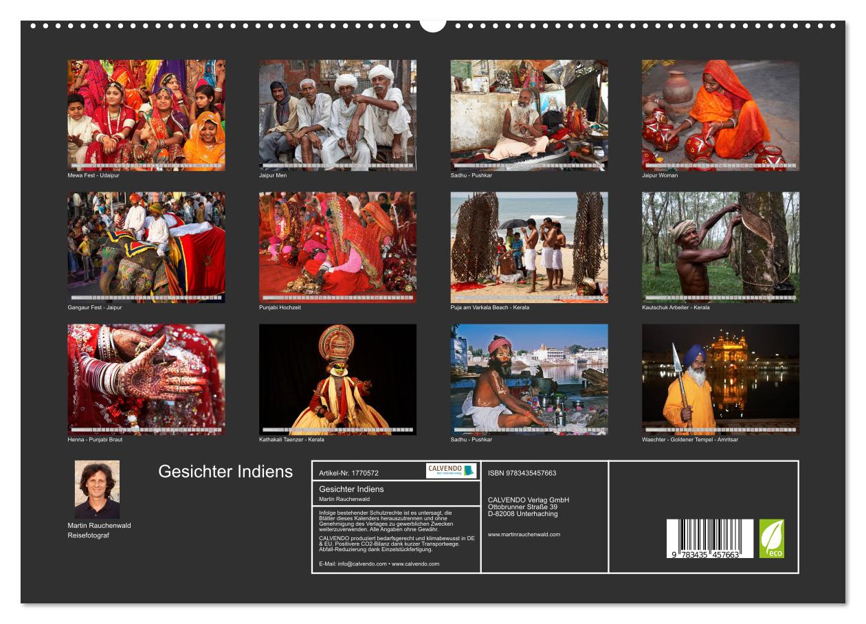 Beispielinhalt (Bild) Gesichter Indiens (hochwertiger Premium Wandkalender 2025 DIN A2 quer), Kunstdruck in Hochglanz