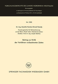 Vorderes Coverbild Beitrag zur Kritik der Verfahren vorbestimmter Zeiten