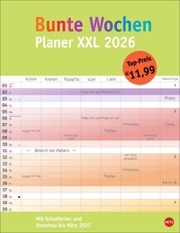 Vorderes Coverbild Bunte Wochen Planer XXL 2026