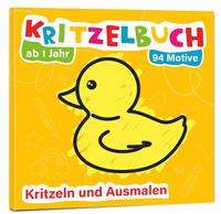 Vorderes Coverbild Mein erstes Kritzelbuch ab 1 Jahr: über 94 große Motive - für Jungs und Mädchen - Ausmalbuch - Ausmalen und kritzeln mit Spielzeug, Tiere, Fahrzeuge, Obst, Gegenstände und vieles mehr
