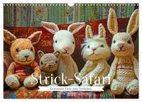 Vorderes Coverbild Strick-Safari - Gestrickte Tiere zum Verlieben (Wandkalender 2025 DIN A3 quer), CALVENDO Monatskalender