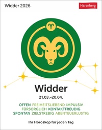 Vorderes Coverbild Widder Sternzeichenkalender 2026 - Tagesabreißkalender - Ihr Horoskop für jeden Tag