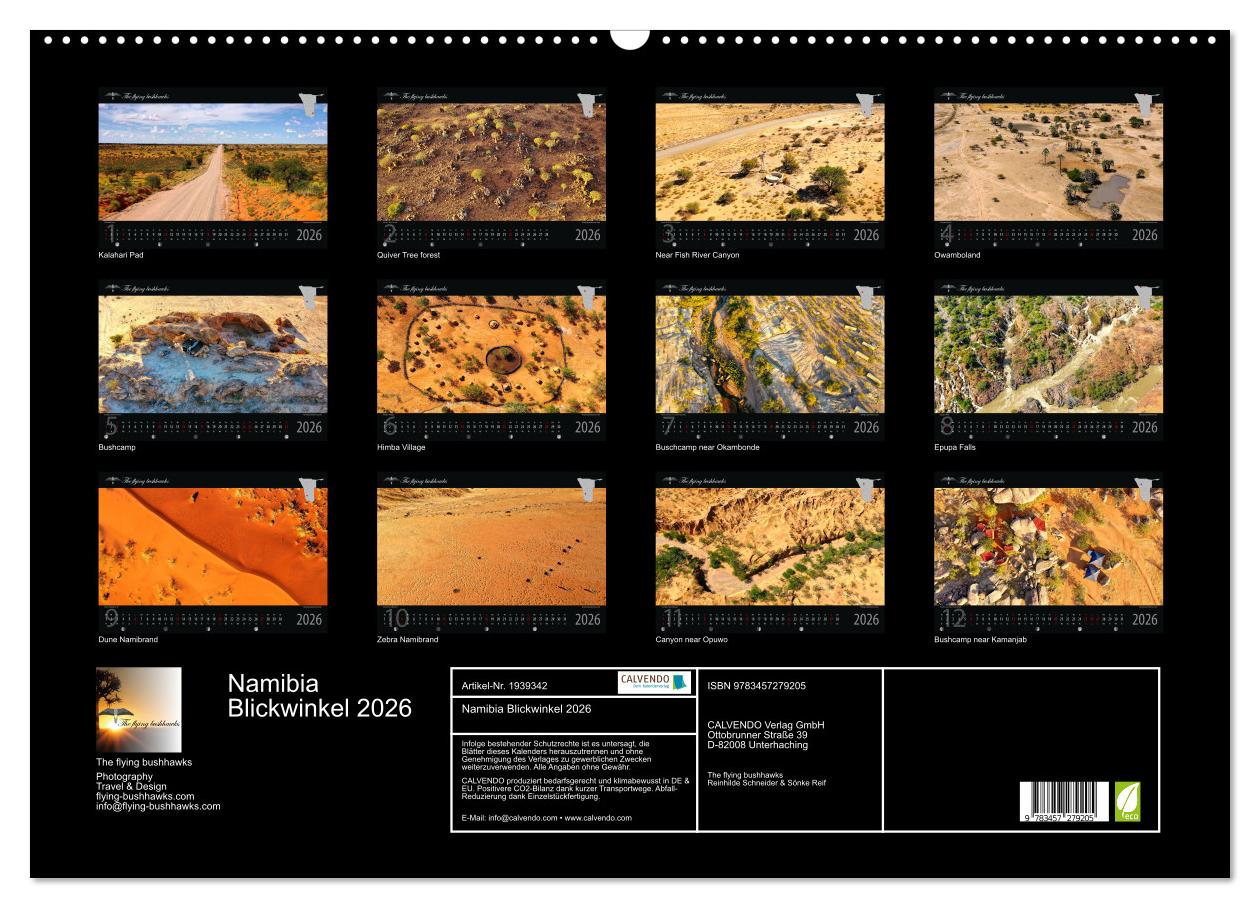 Beispielinhalt (Bild) Namibia Blickwinkel 2026 (Wandkalender 2026 DIN A2 quer), CALVENDO Monatskalender