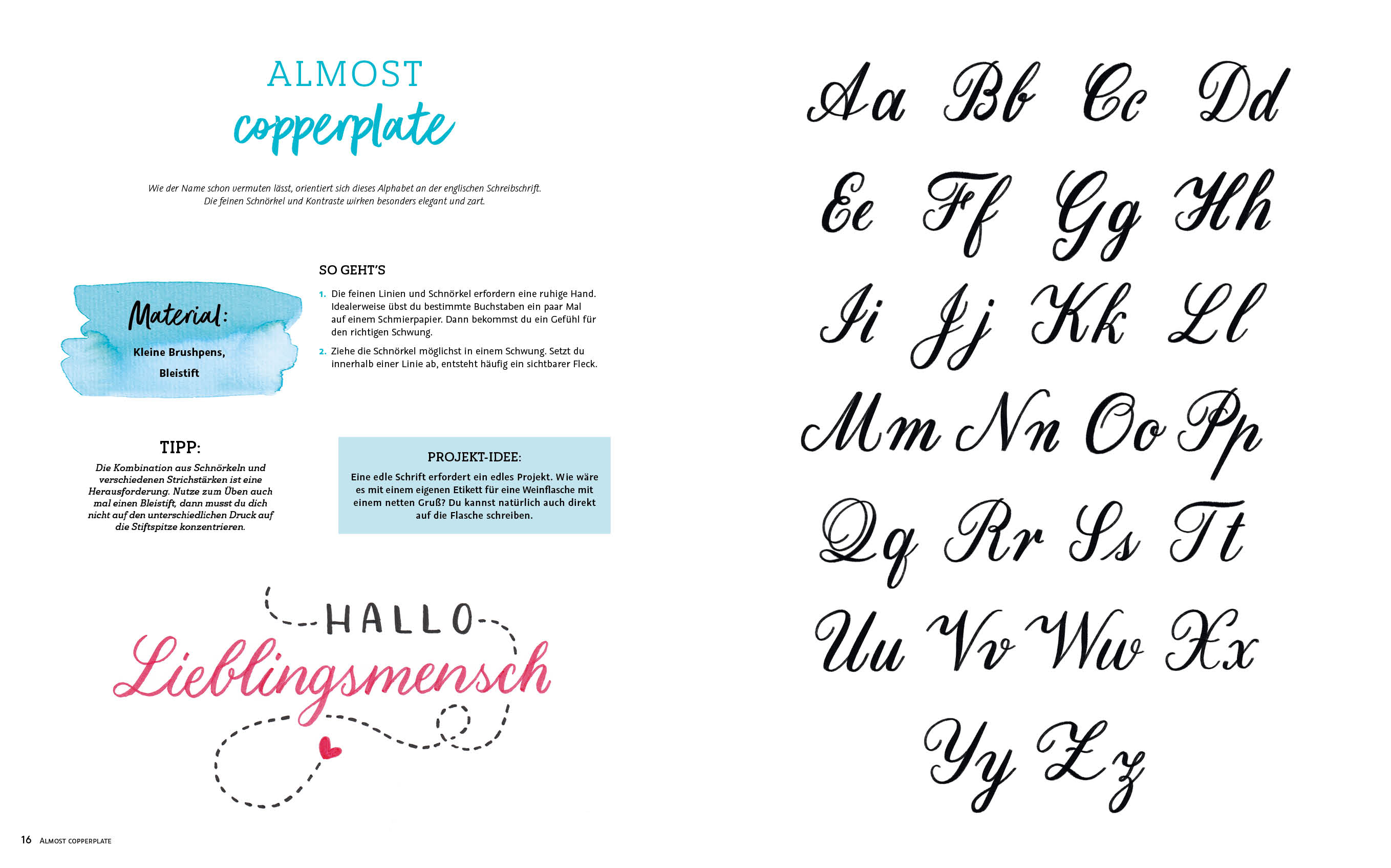 Beispielinhalt (Bild) Handlettering 44 Alphabete – Für alle Anlässe – Band 2