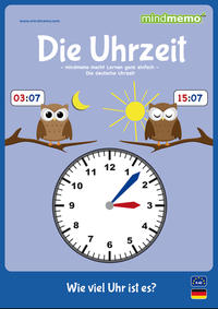 Vorderes Coverbild mindmemo Lernfolder - Die Uhrzeit - Grundschule - Zusammenfassung