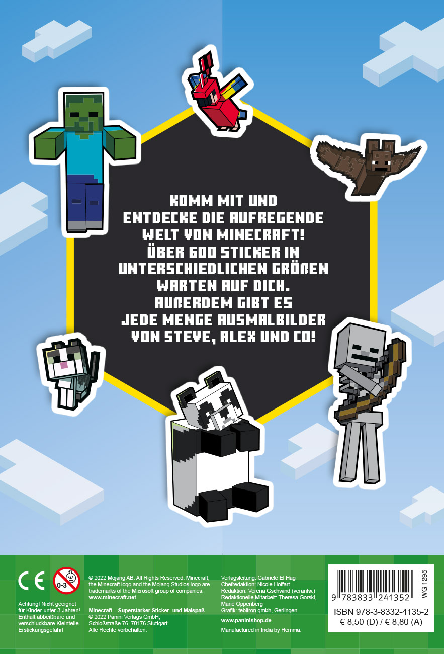 Rückseitencover Minecraft: Superstarker Sticker- und Malspaß