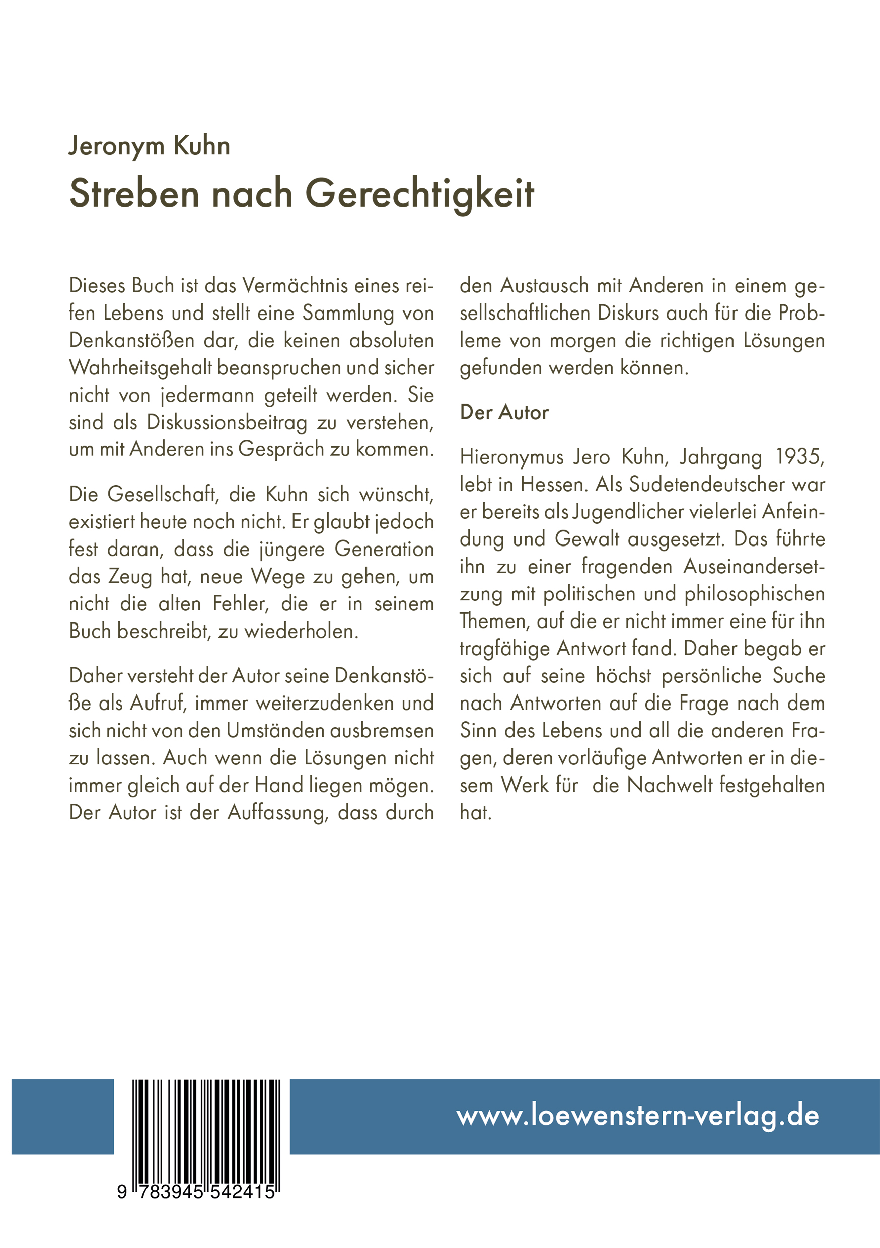 Rückseitencover Streben nach Gerechtigkeit