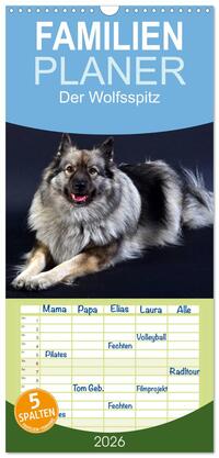 Vorderes Coverbild Familienplaner 2026 - Der Wolfsspitz mit 5 Spalten (Wandkalender, 21 x 45 cm) CALVENDO
