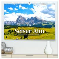 Vorderes Coverbild Seiser Alm - Im Herzen der Dolomiten. (hochwertiger Premium Wandkalender 2025 DIN A2 quer), Kunstdruck in Hochglanz