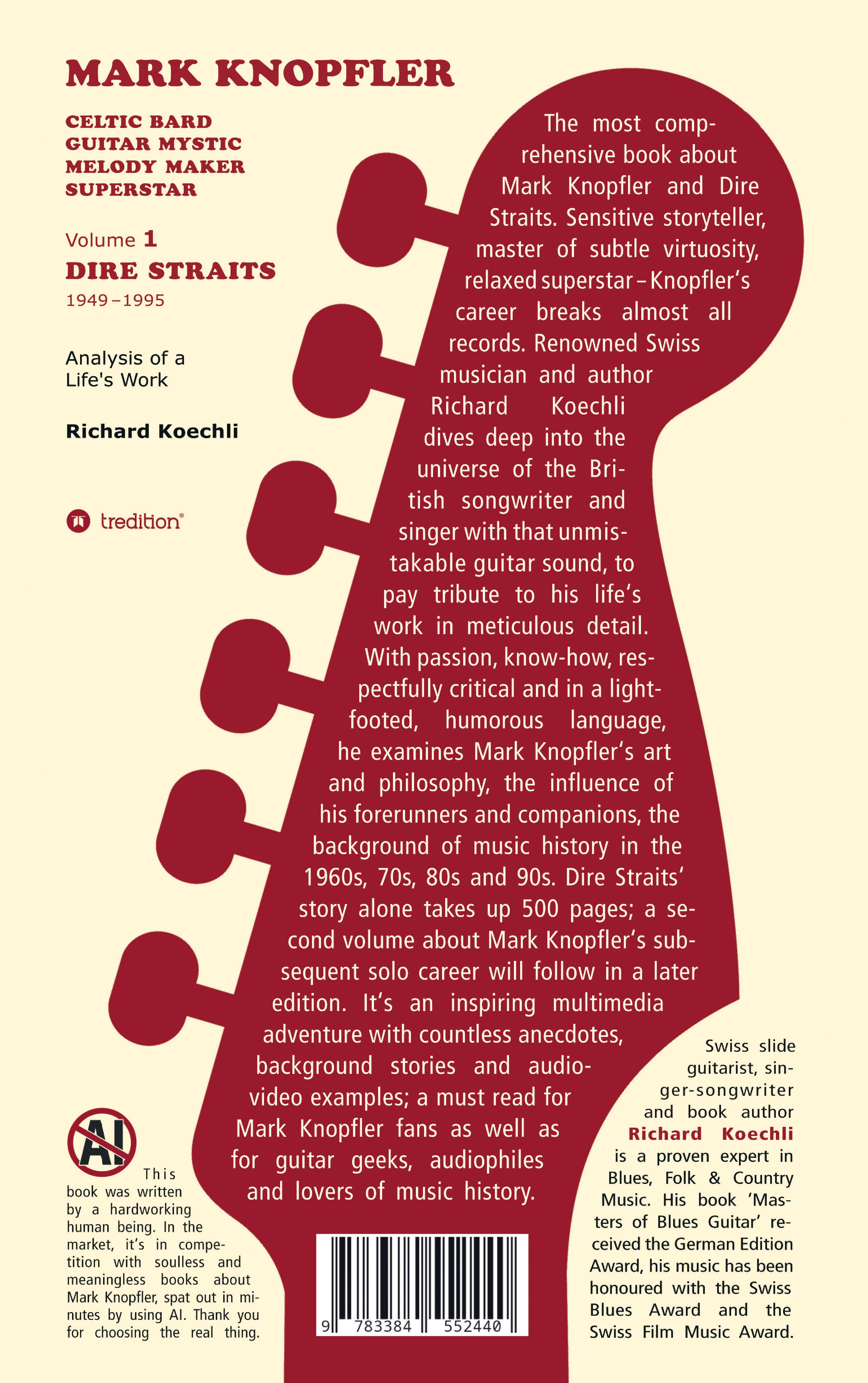 Rückseitencover Mark Knopfler (Volume 1, Dire Straits) – the real 500-page book