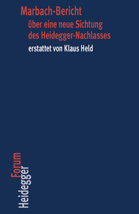 Vorderes Coverbild Marbach-Bericht über eine neue Sichtung des Heidegger-Nachlasses erstattet von Klaus Held