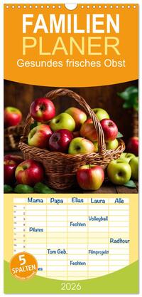 Vorderes Coverbild Familienplaner 2026 - Gesundes frisches Obst mit 5 Spalten (Wandkalender, 21 x 45 cm) CALVENDO