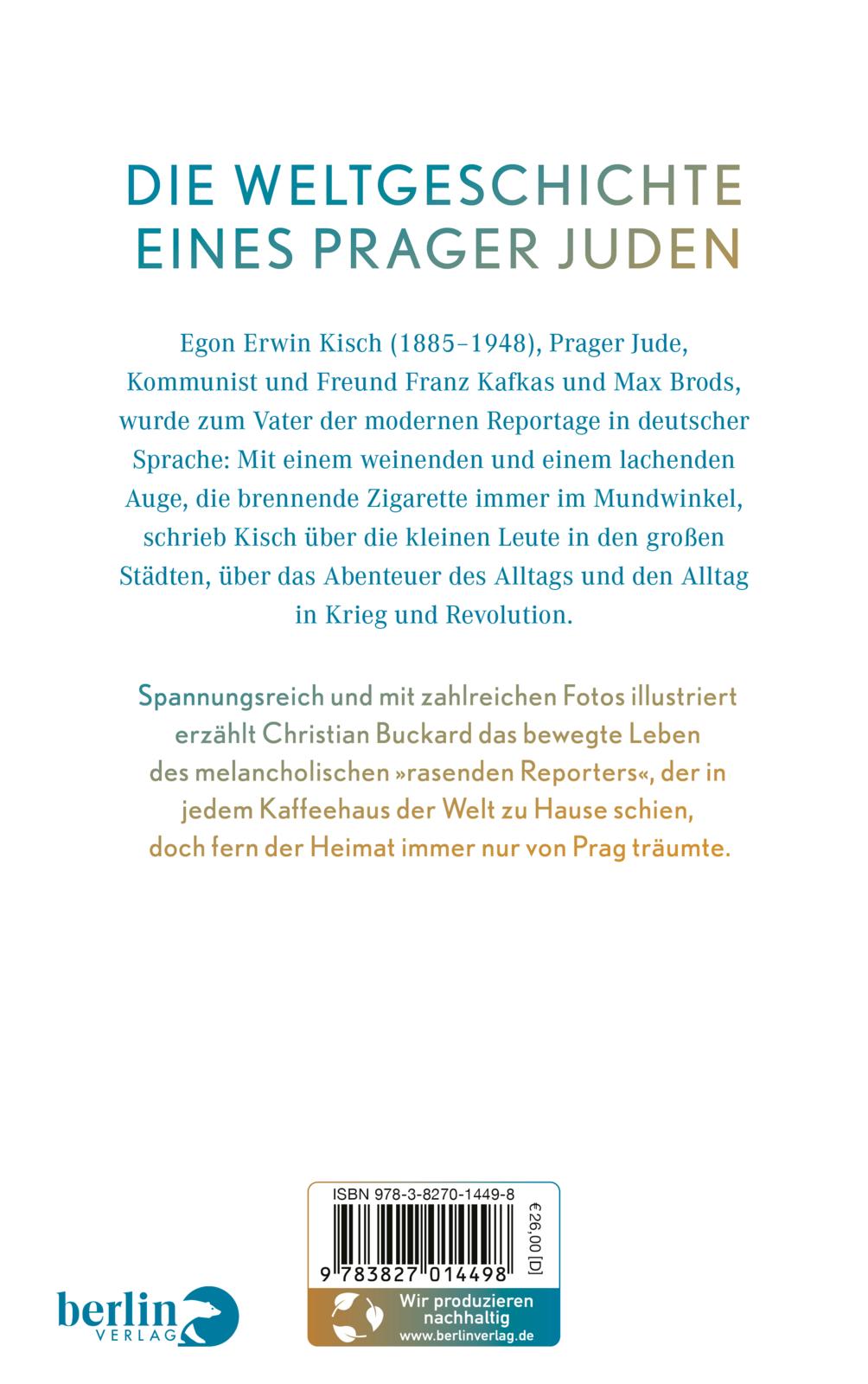Rückseitencover Egon Erwin Kisch