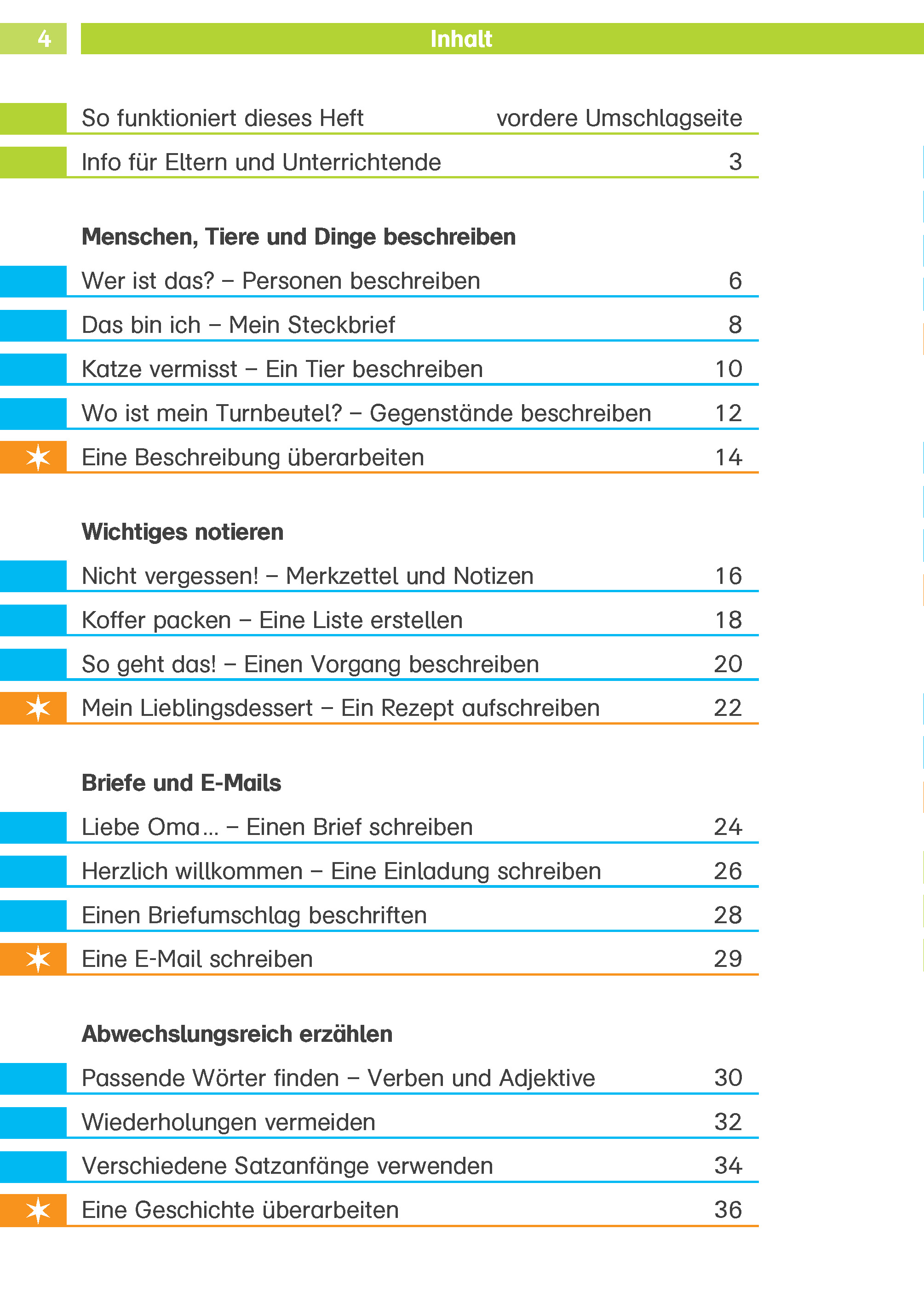 Beispielinhalt (Bild) Klett Texte schreiben 2. Klasse