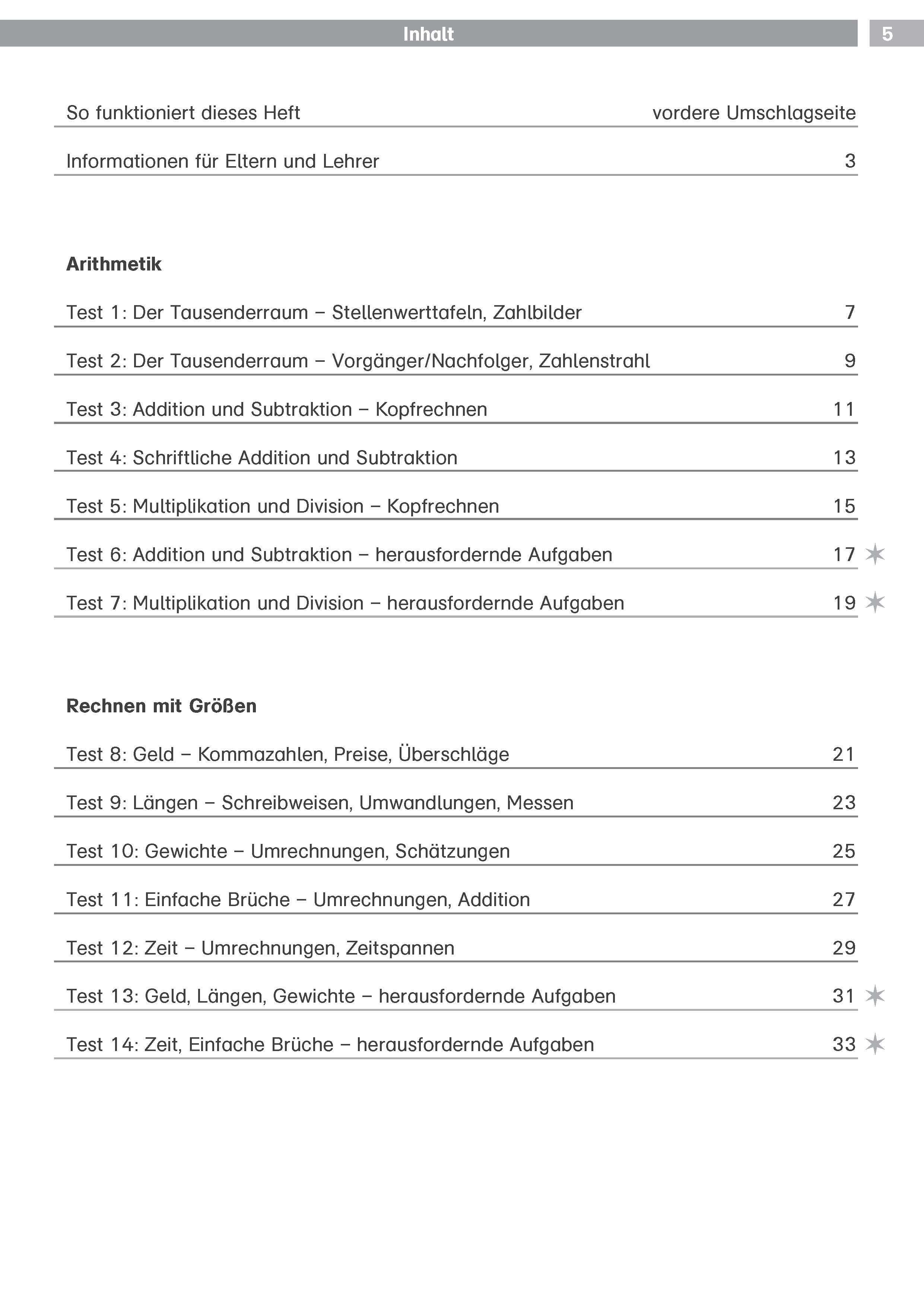 Beispielinhalt (Bild) Klett Die Mathe-Helden: Mathe-Tests 3. Klasse