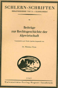 Vorderes Coverbild Beiträge zur Rechtsgeschichte der Alpwirtschaft