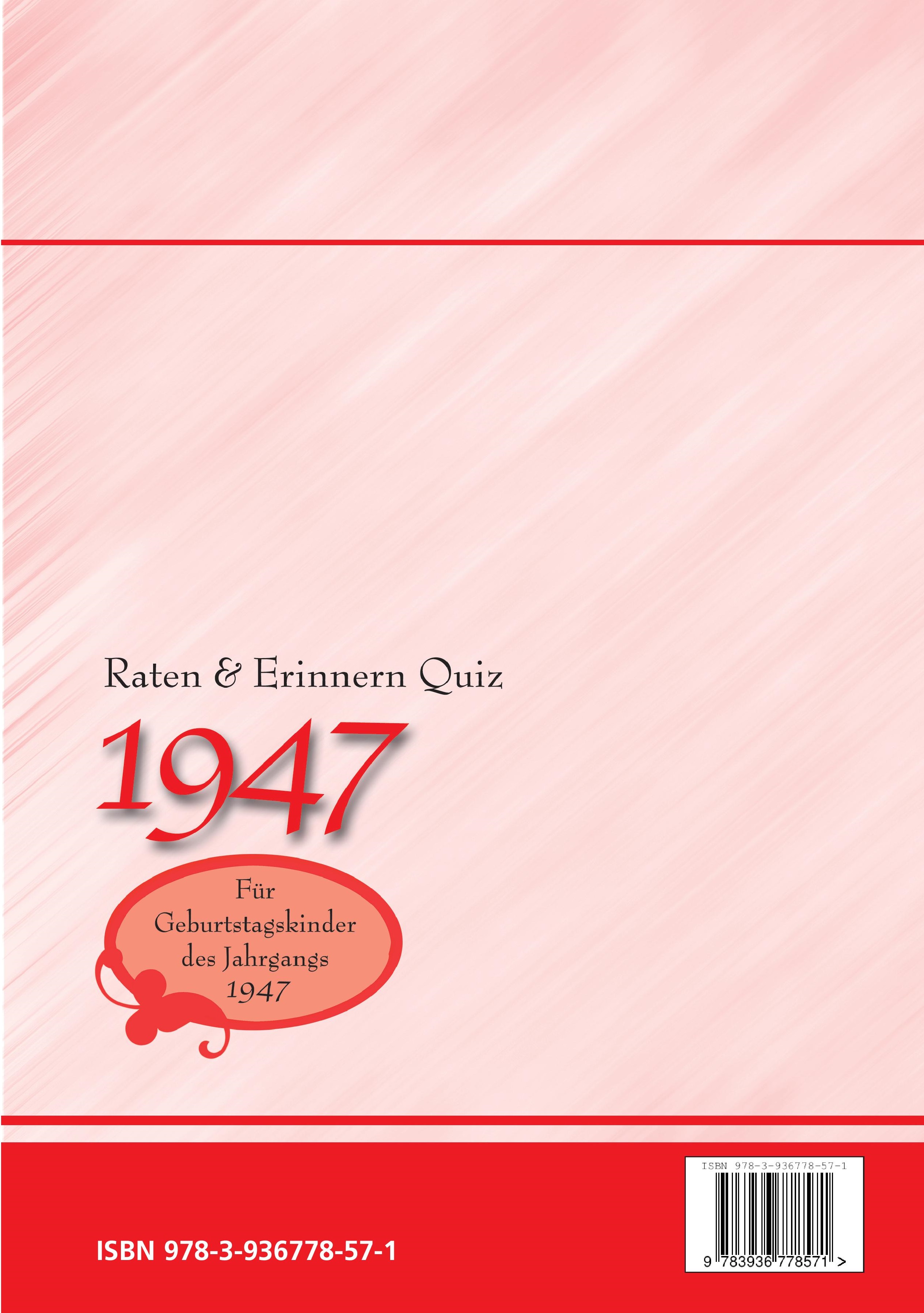 Rückseitencover Raten und Erinnern Quiz 1947