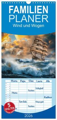 Vorderes Coverbild Familienplaner 2026 - Wind und Wogen mit 5 Spalten (Wandkalender, 21 x 45 cm) CALVENDO