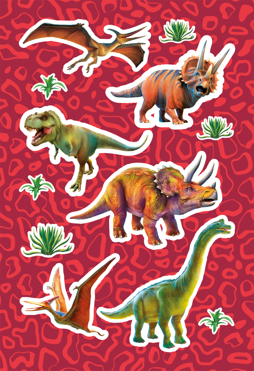 Beispielinhalt (Bild) Dinosaurs by P.D. Moreno: Dinostarker Sticker- und Malspaß