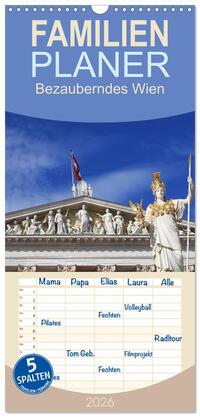 Vorderes Coverbild Familienplaner 2026 - Bezauberndes Wien mit 5 Spalten (Wandkalender, 21 x 45 cm) CALVENDO