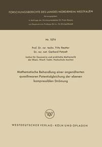 Vorderes Coverbild Mathematische Behandlung einer angenäherten quasilinearen Potentialgleichung der ebenen kompressiblen Strömung