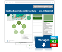 Vorderes Coverbild Digitale Vorlagensammlung Nachhaltigkeitsberichterstattung