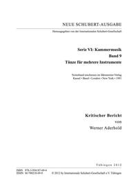 Vorderes Coverbild Neue Schubert-Ausgabe. Kritische Berichte / Kammermusik / Tänze für mehrere Instrumente