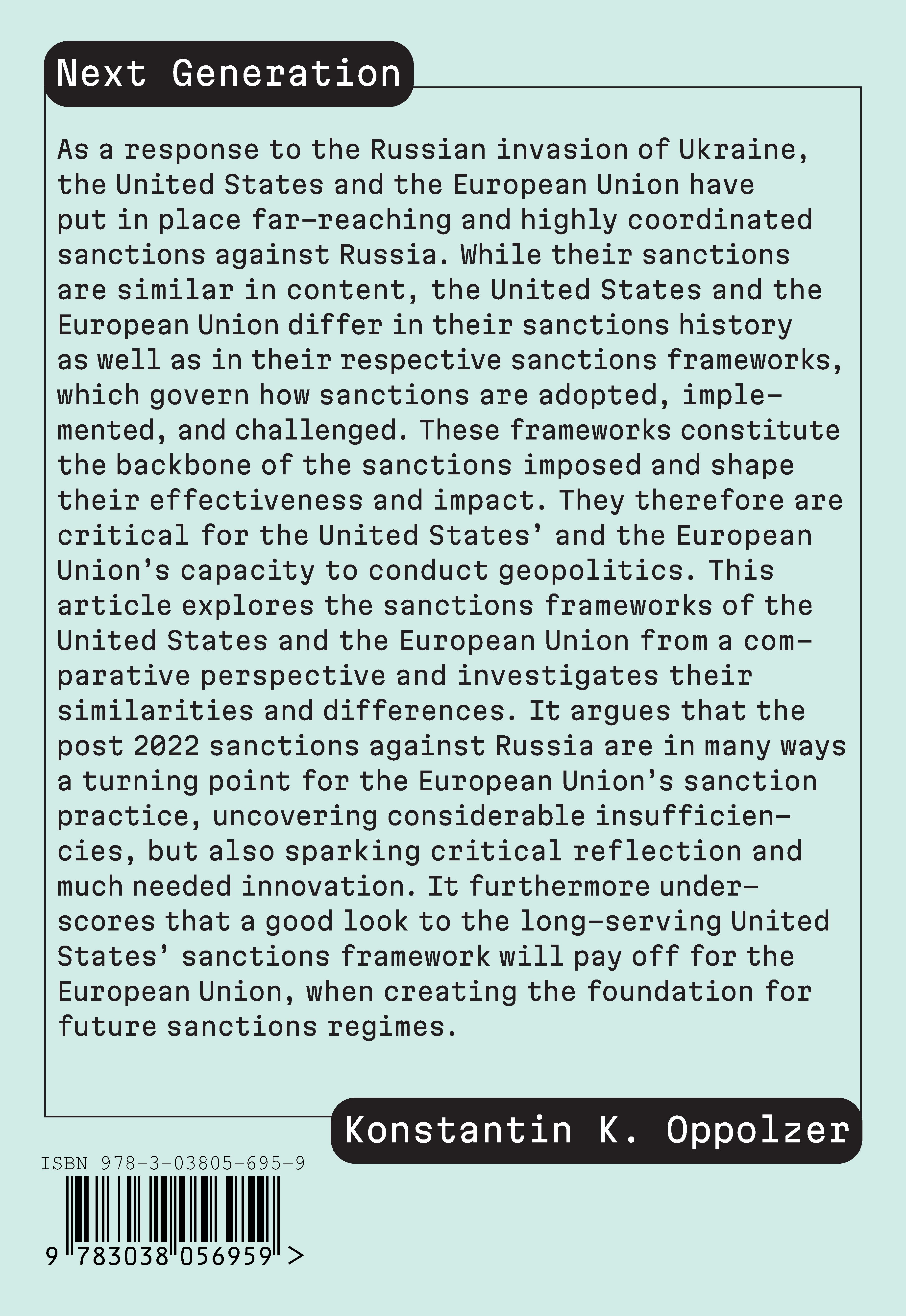 Rückseitencover The Backbone of Economic Sanctions - Comparing US and EU Sanctions Frameworks