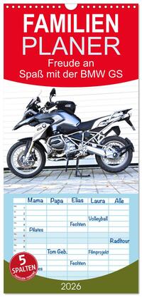 Vorderes Coverbild Familienplaner 2026 - Freude an - Spaß mit der BMW GS mit 5 Spalten (Wandkalender, 21 x 45 cm) CALVENDO