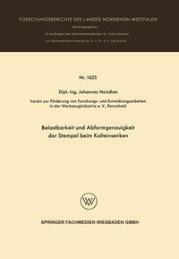 Vorderes Coverbild Belastbarkeit und Abformgenauigkeit der Stempel beim Kalteinsenken