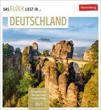 Vorderes Coverbild Das Glück liegt in Deutschland Postkartenkalender 2025 - Wochenkalender mit 53 Postkarten, 53 besondere Orte entdecken