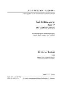 Vorderes Coverbild Neue Schubert-Ausgabe. Kritische Berichte / Bühnenwerke / Der Graf von Gleichen